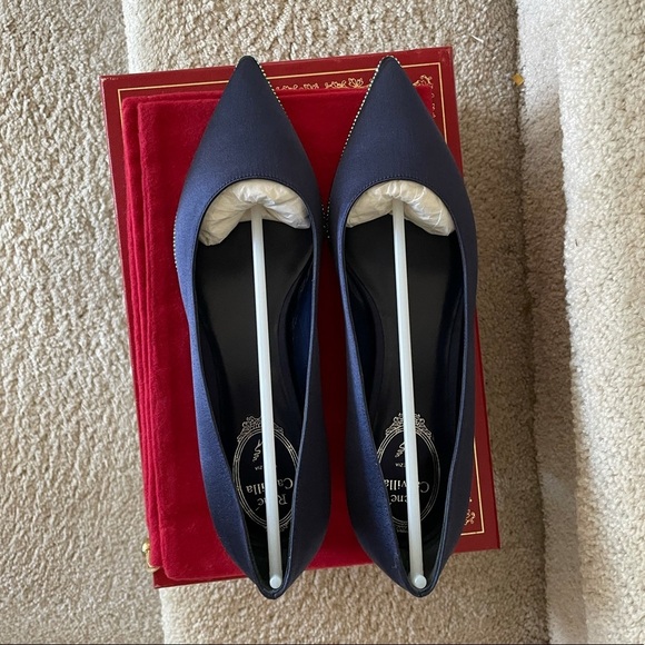 Rene Caovilla ballerina satin crystal embellished flats 37 7 - Picture 4 of 9